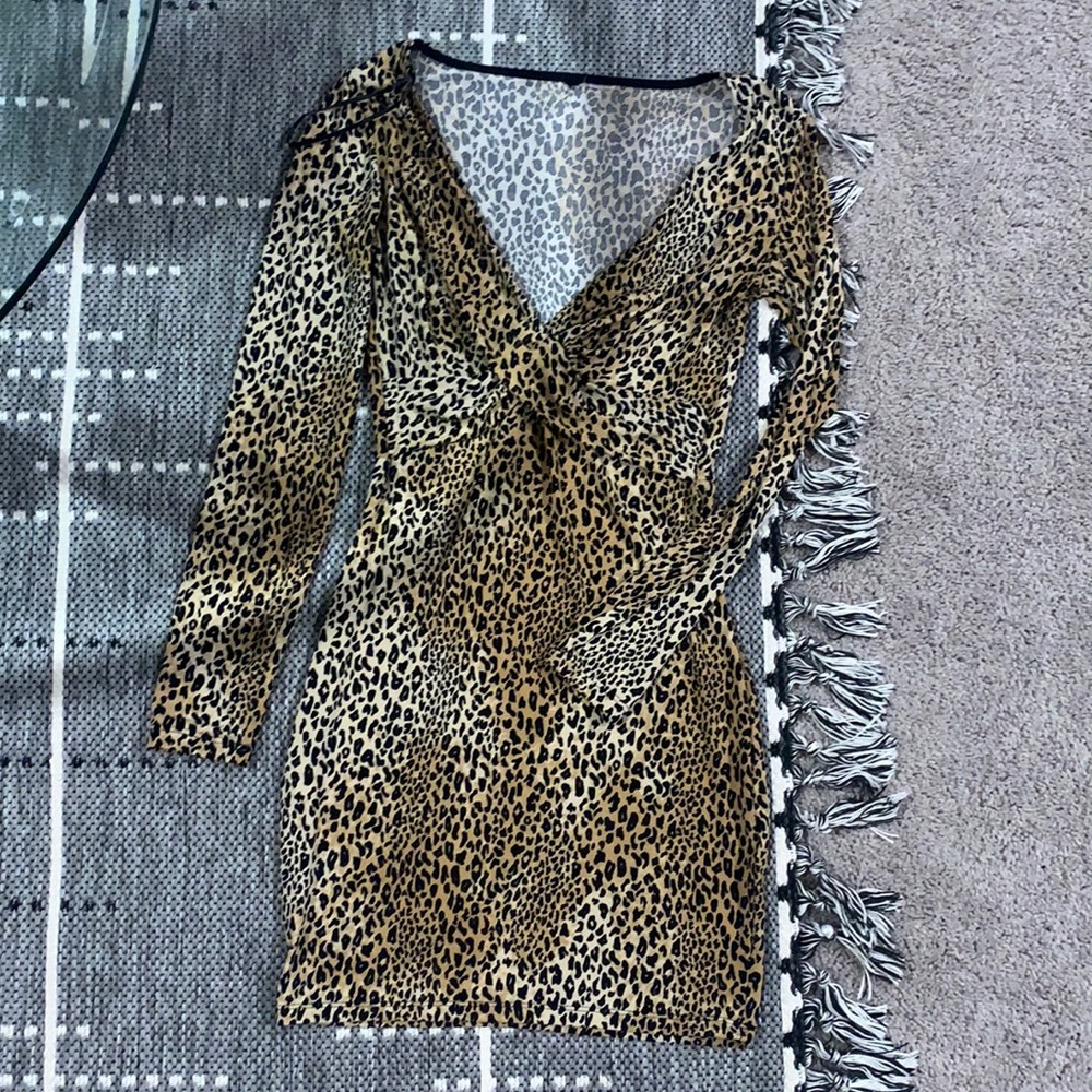 Leopard long sleeve dress